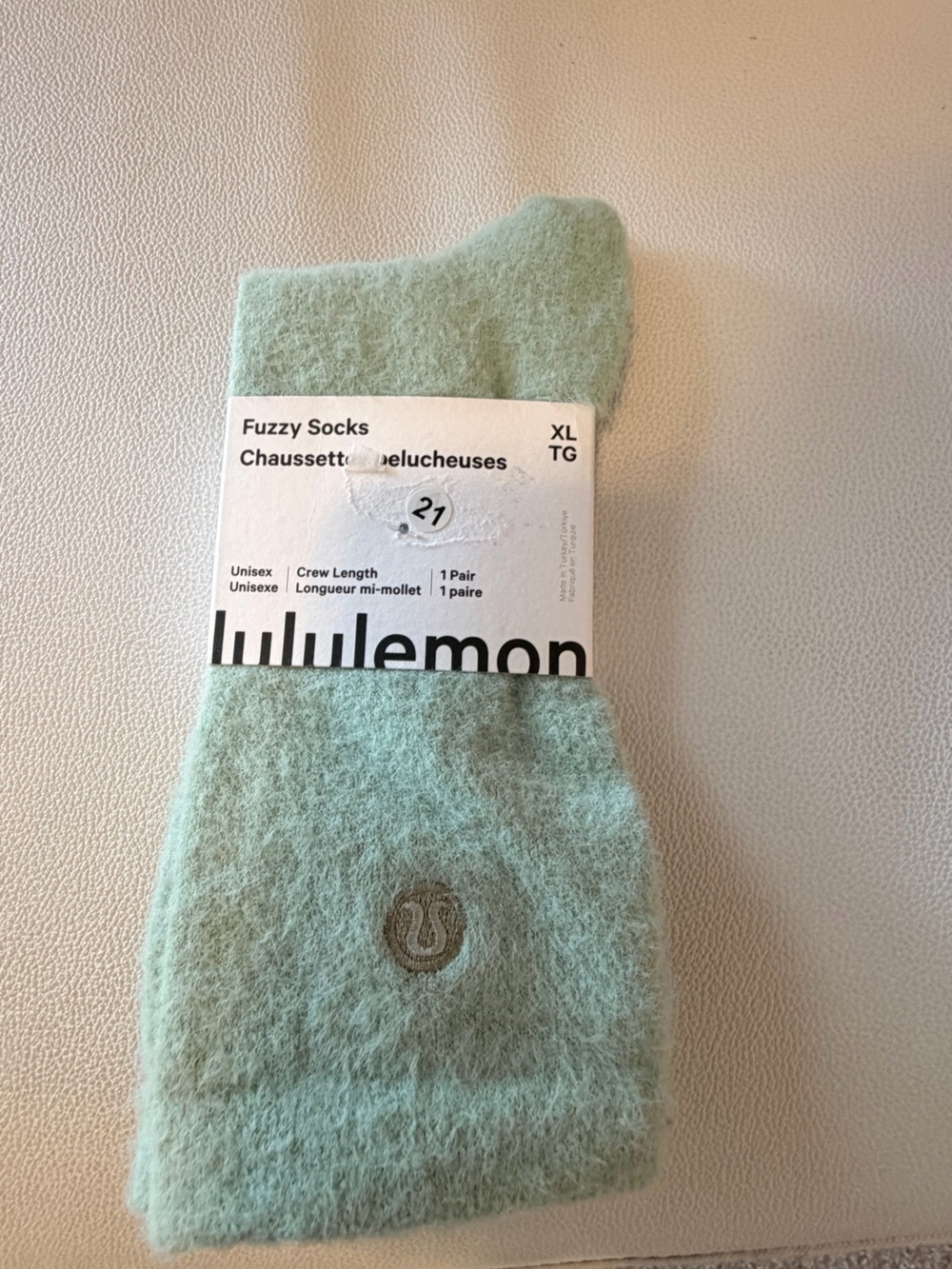 Lululemon Daily Essential Fuzzy Socks Size XL JDGR NWT